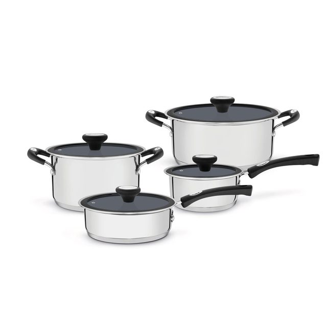 Jogo de Panelas Tramontina Solar Ceramic em Aço Inox com Fundo Triplo, 4 peças